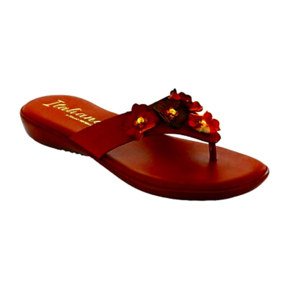 Ladies Beautiful Floral Thonged Italian Shoemaker Sandals